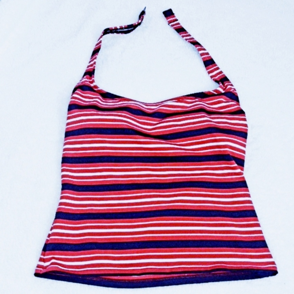 Nautica Navy, Red & White Striped Tankini Swim Top